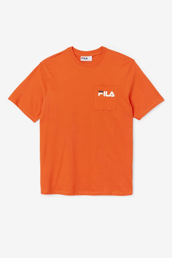 Fila T-Shirt Mens Orange Curtis Pocket - Ireland 89635-ALEX